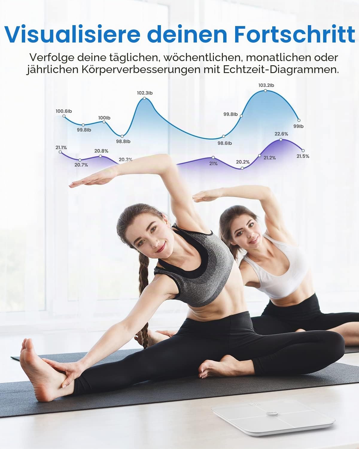 Thumbnail 5 de RENPHO Körperfettwaage per WLAN mit Fitness-Tracking: 13 Werte via RENPHO Health App
