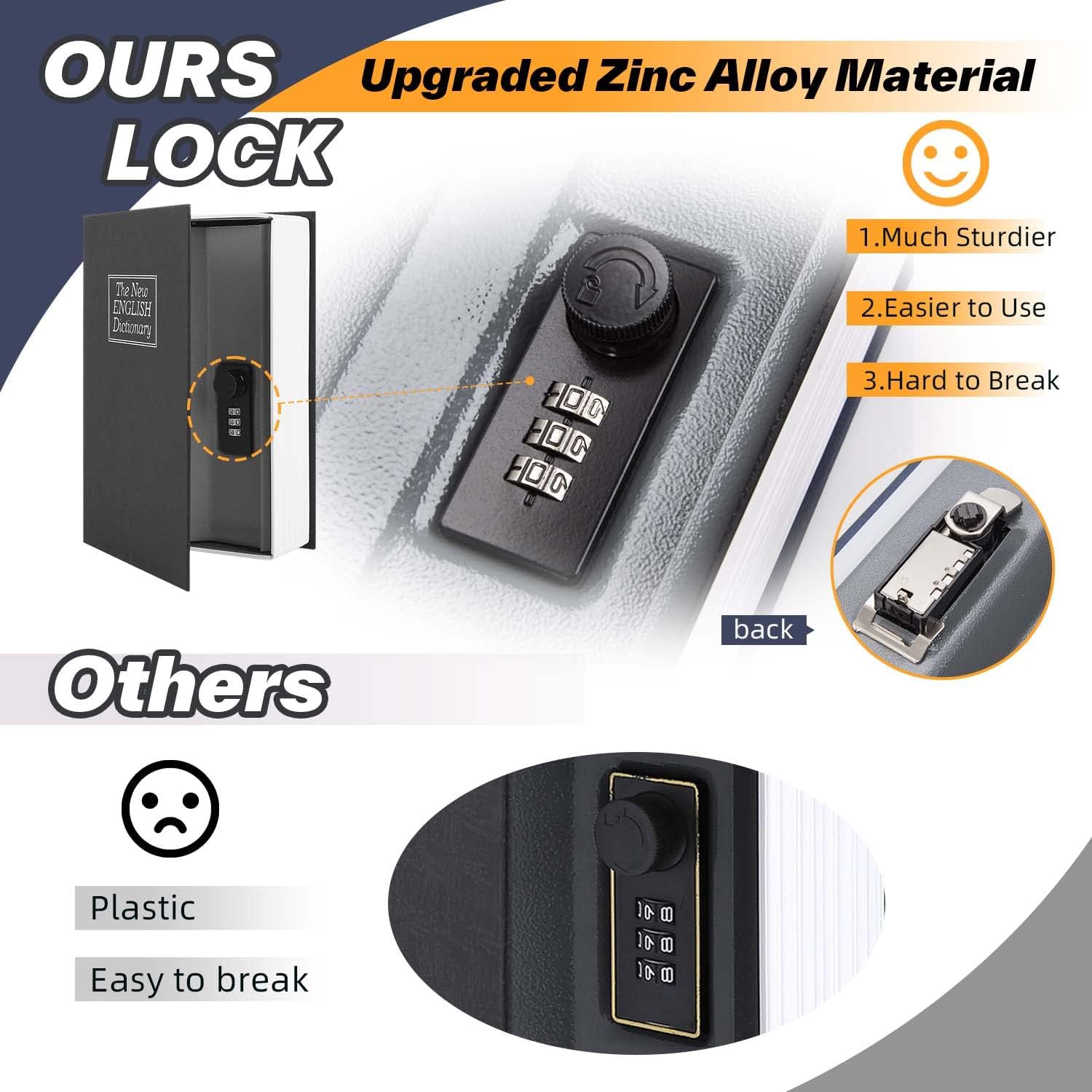 Detalle 2 de Ohuhu Book Safe with 3‑digit Lock 24.1cm