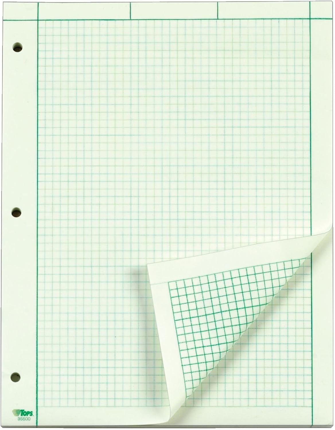 Thumbnail 6 de TOPS 35500 Engineering Computation Pad, 5 x 5 Grid, Green Tint, 100 Sheets