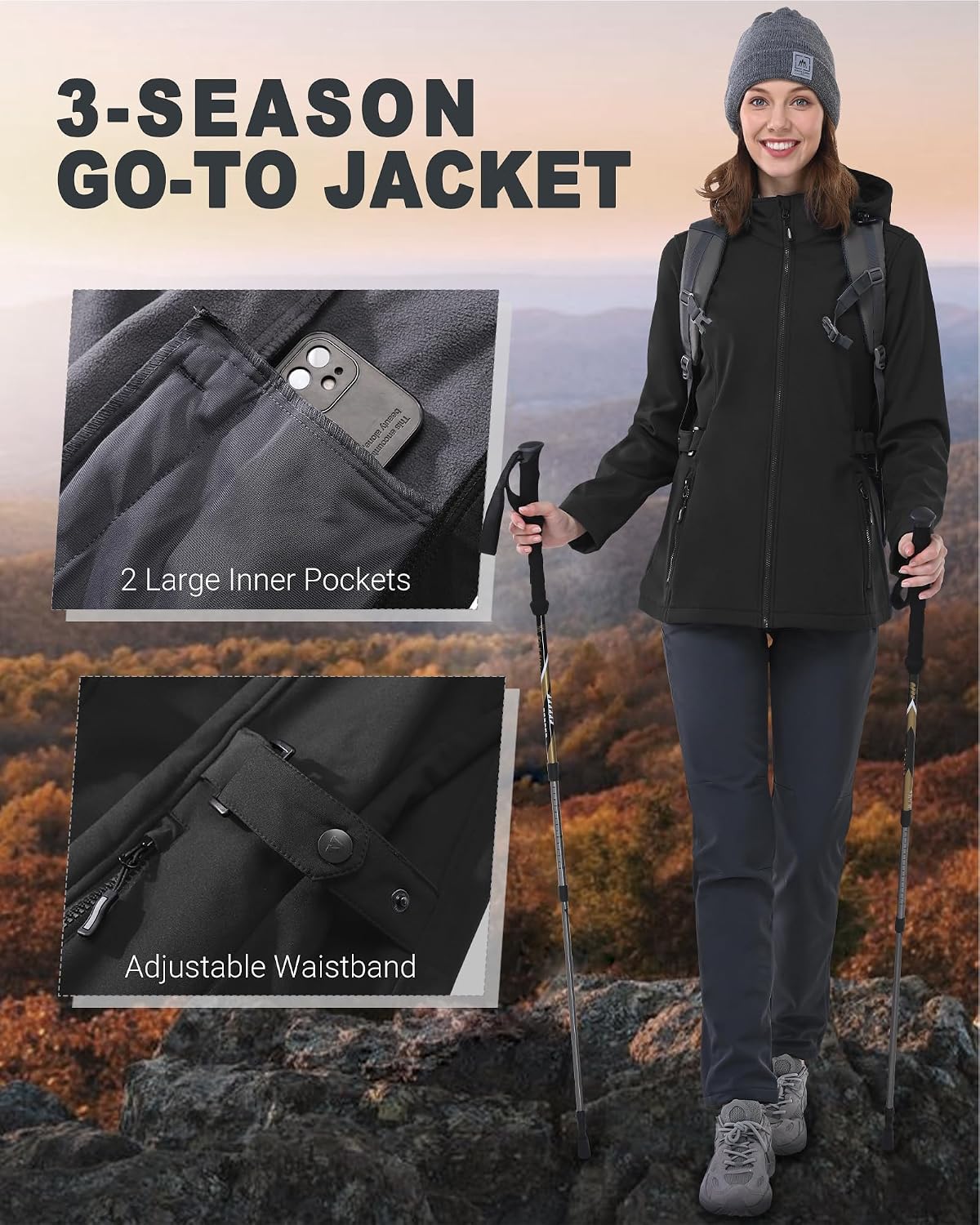 Thumbnail 5 de Outdoor Ventures Damen Softshelljacke Kurze Gefüttert