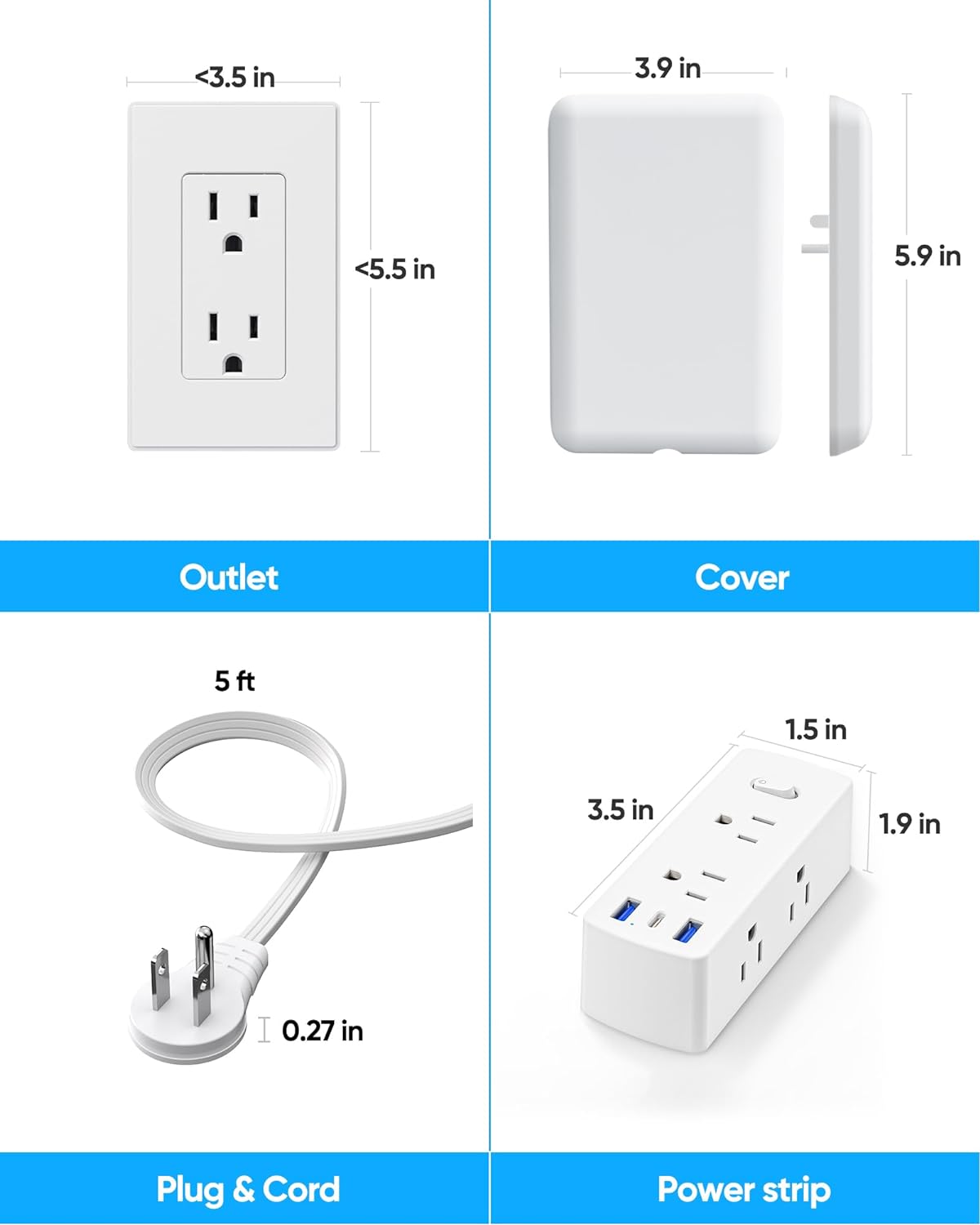 Thumbnail 5 de olcorife Flat Extension Cable, 5 ft, 6 Outlets ๐