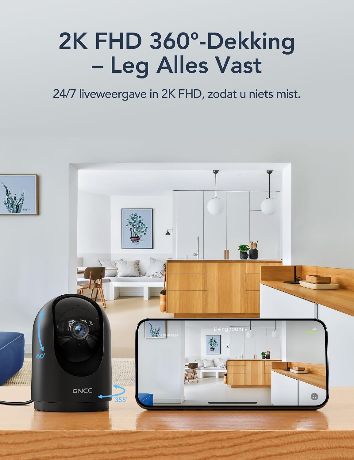 Detalle de GNCC GP5B-4 2K-binnencamera’s, 4-pack met automatische tracking en tweeweg-audio