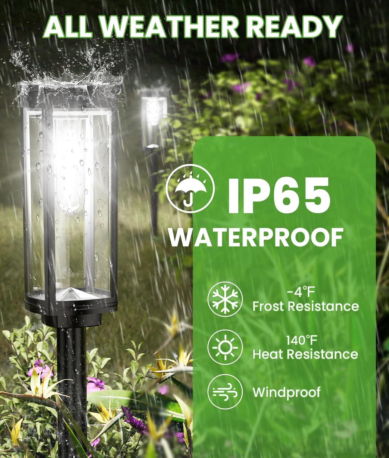 Detalle 1 de BITPOTT PW-T-006 Solar Pathway Lights, 8-Pack Cool White, IP65