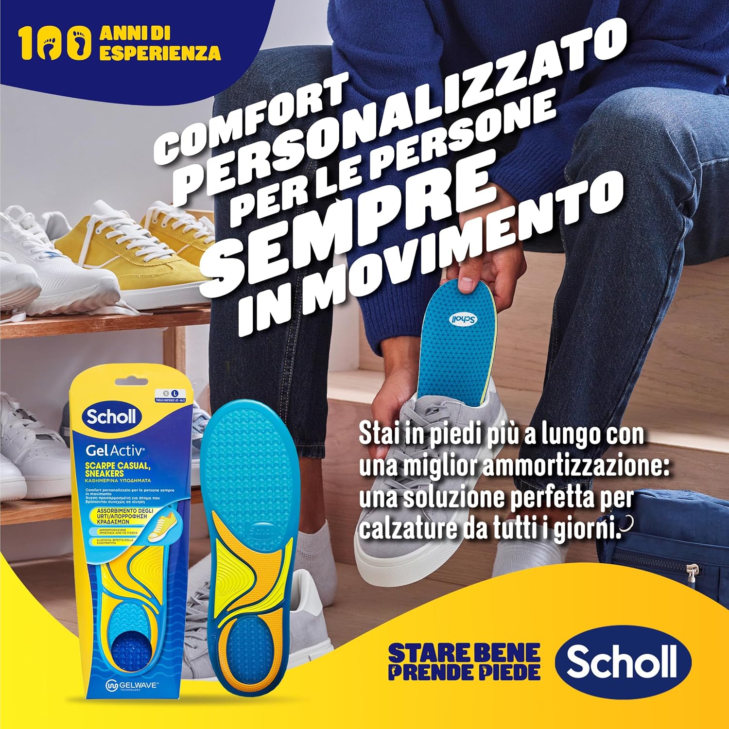 Detalle de Dr. Scholl’s GelActiv Solette in memory foam con tecnologia GelWave per scarpe casual e sneakers (taglie 40–46.5), ritagliabili