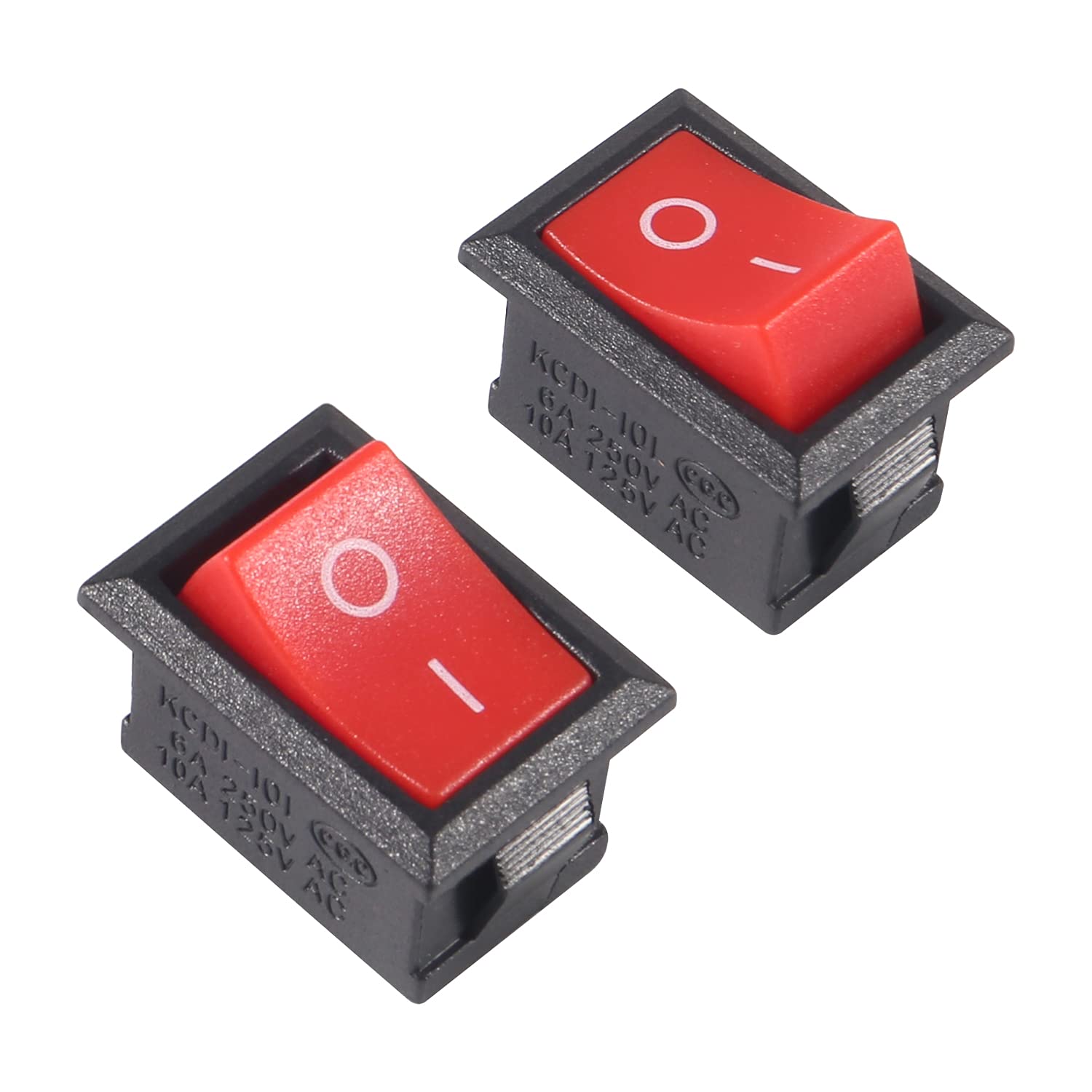 Thumbnail 1 de 10 x ON/OFF mini boat rocker switch (2-pin, SPST) — 6A/250V 10A/125V, red