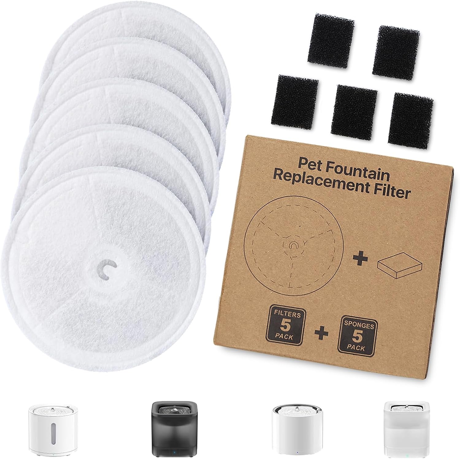 Detalle de 5 Pack Pet Cat Water Fountain Filters Unit 3.0 for PETKIT Eversweet