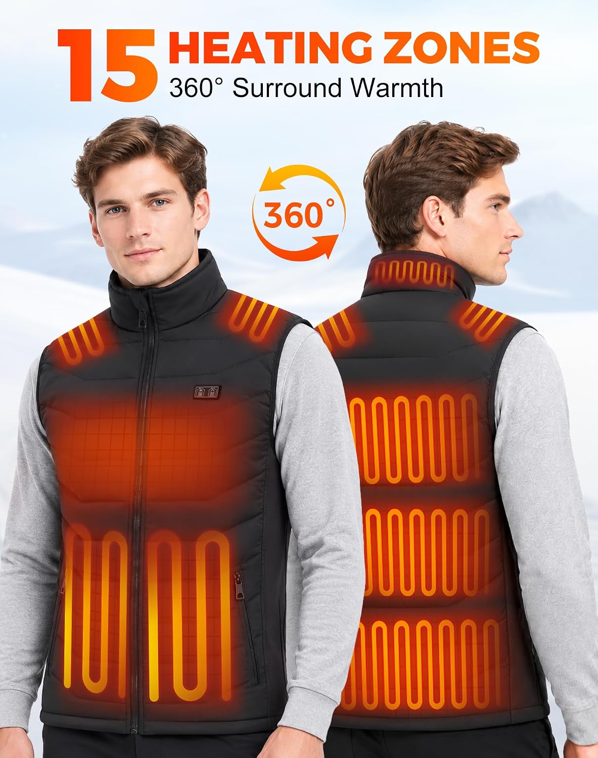 Thumbnail 2 de CKARTIC Men's Heated Vest, 15 Heating Zones, 3 Heat Levels