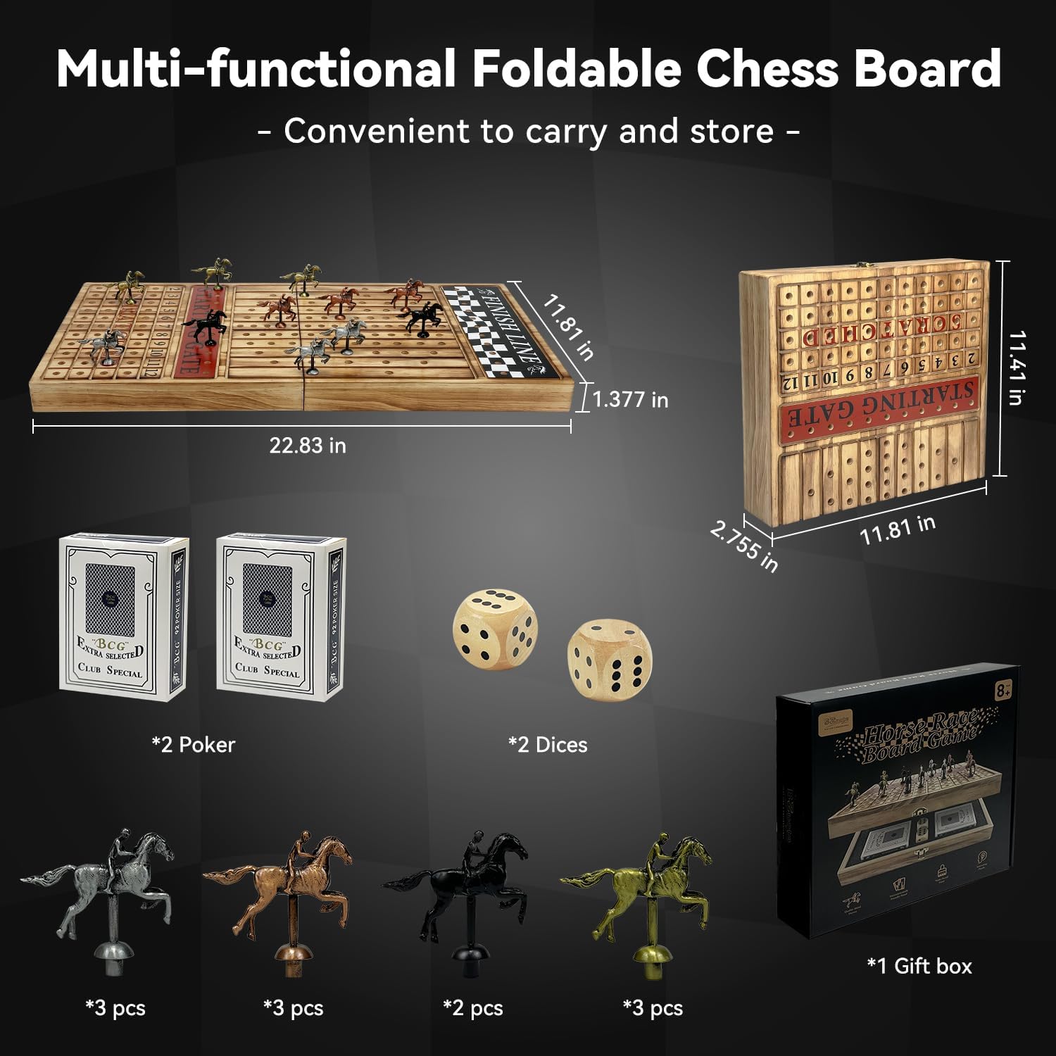 Thumbnail 4 de Luxury 23-inch Wooden Horse Racing Board Game 🎲