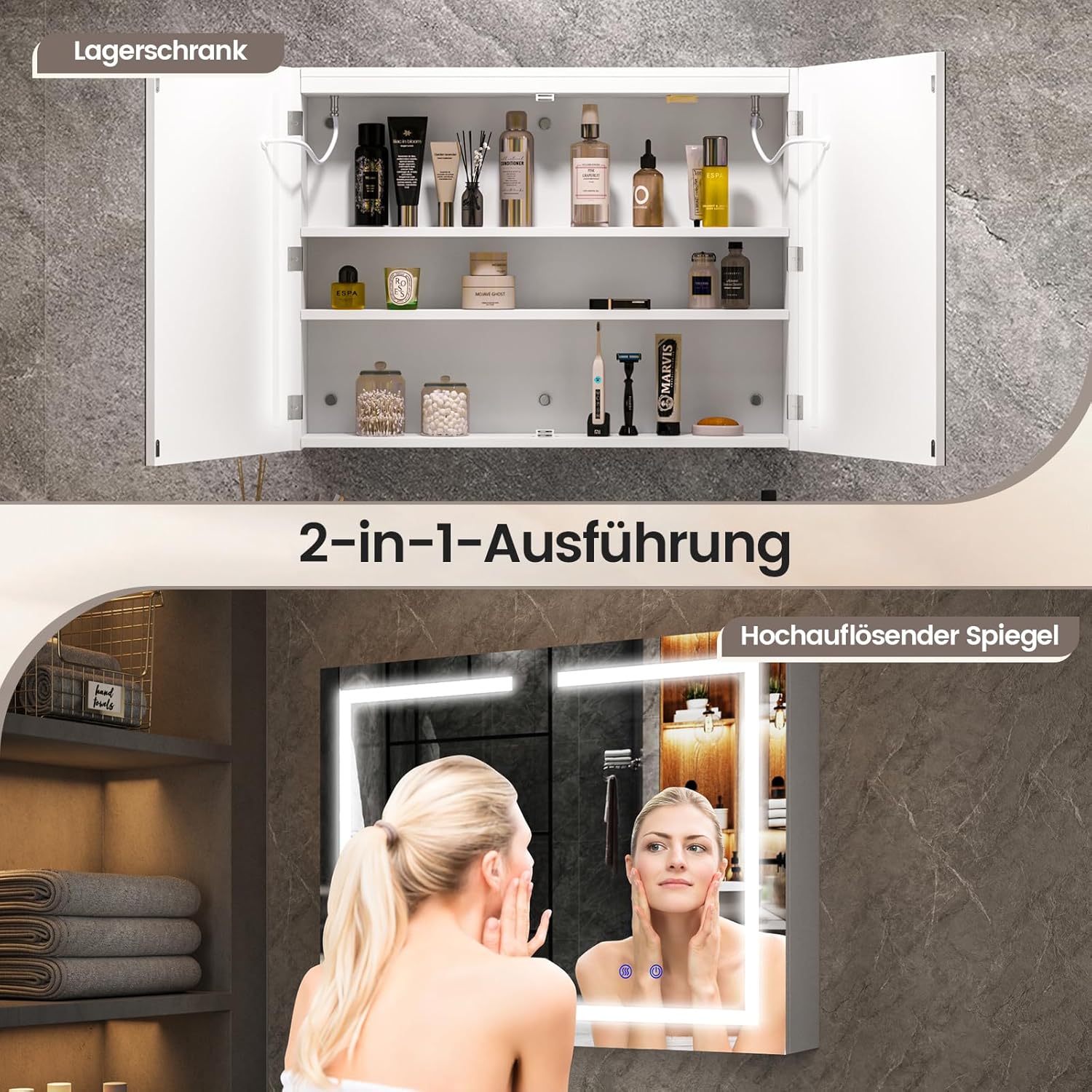 Thumbnail 6 de Luxstein Spiegelschrank 80x60 cm 🪞
