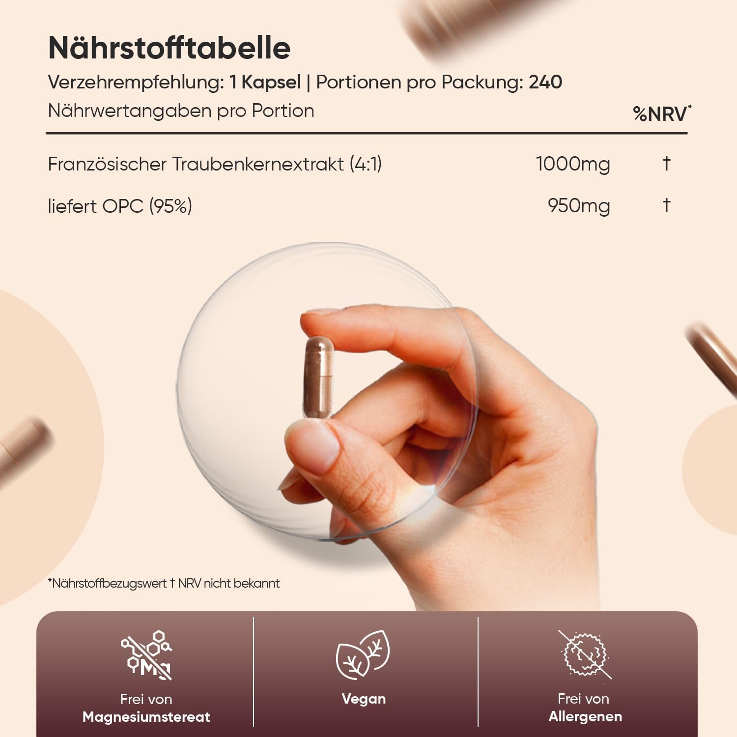 Thumbnail 2 de WeightWorld OPC Kapseln mit 95% OPC aus französischen Traubenkernen – 240 Kapseln à 250 mg
