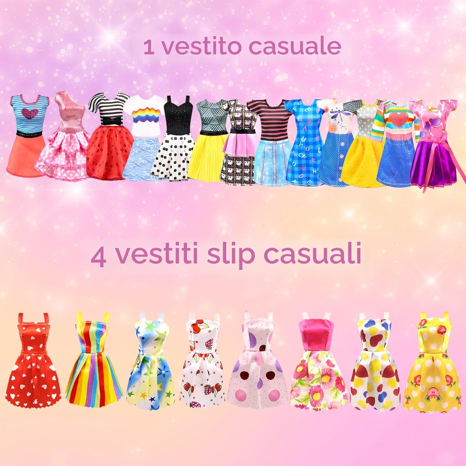 Detalle de 66 Vestiti e Accessori per Bambole con Armadio per Bambole da 11,5 pollici – Set di Moda Inclusivo