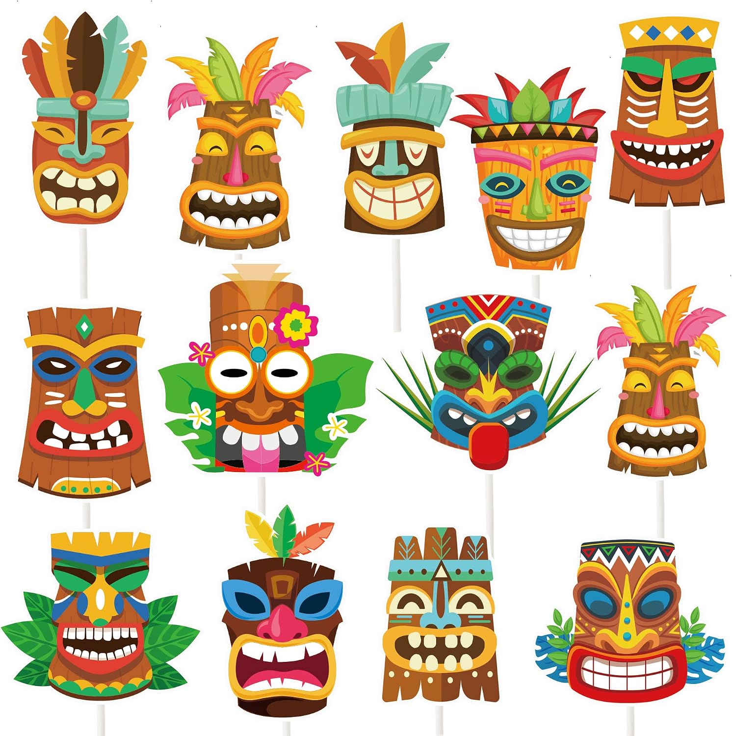 Detalle de C L cooper life CUPCAKE TOPPER-114 Hawaiian Tiki Cupcake Toppers, 24-Piece Paper Set