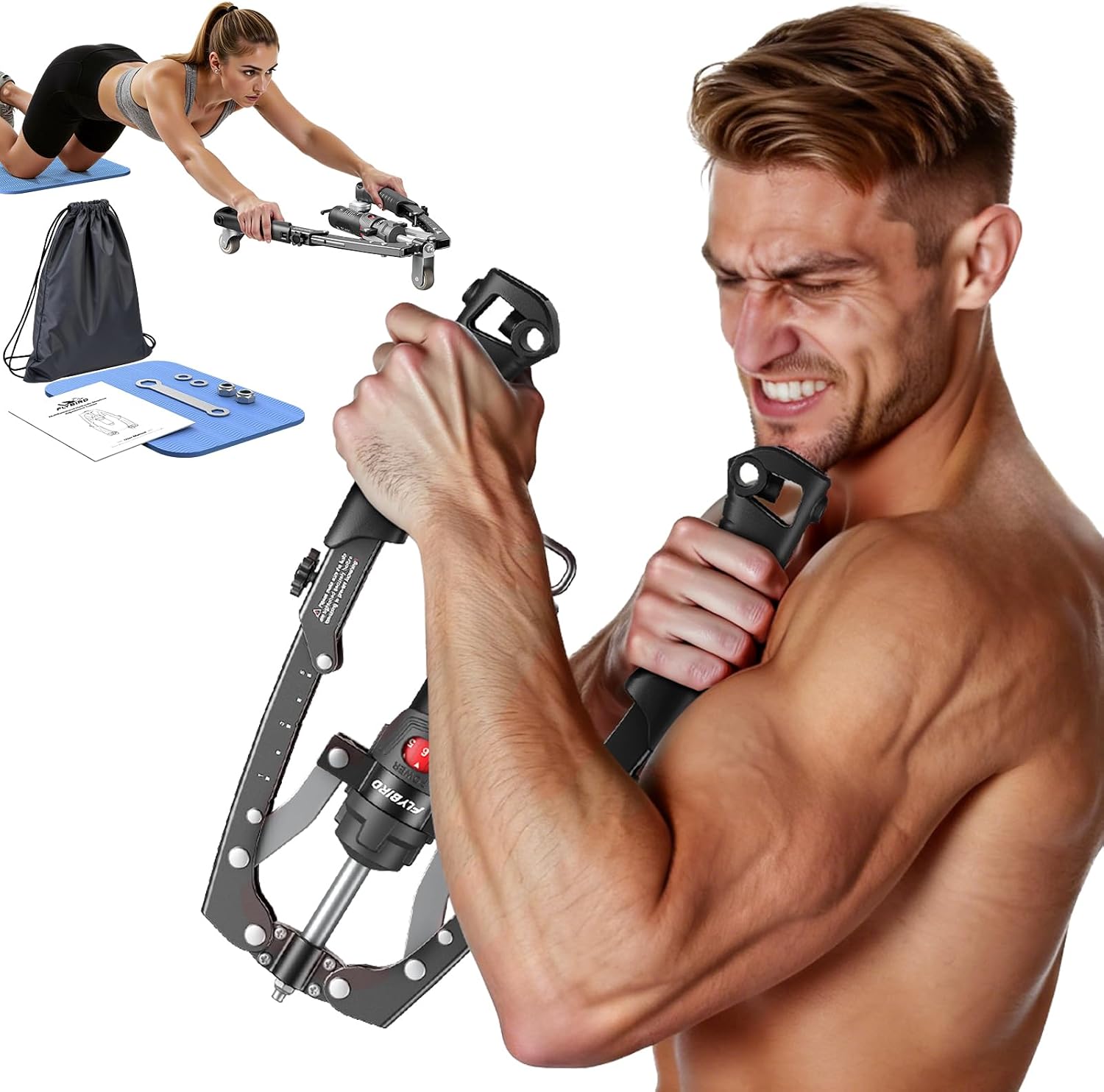 Detalle de FLYBIRD Ashape-Black Hydraulic Chest and Arm Trainer with 15 Resistance Levels