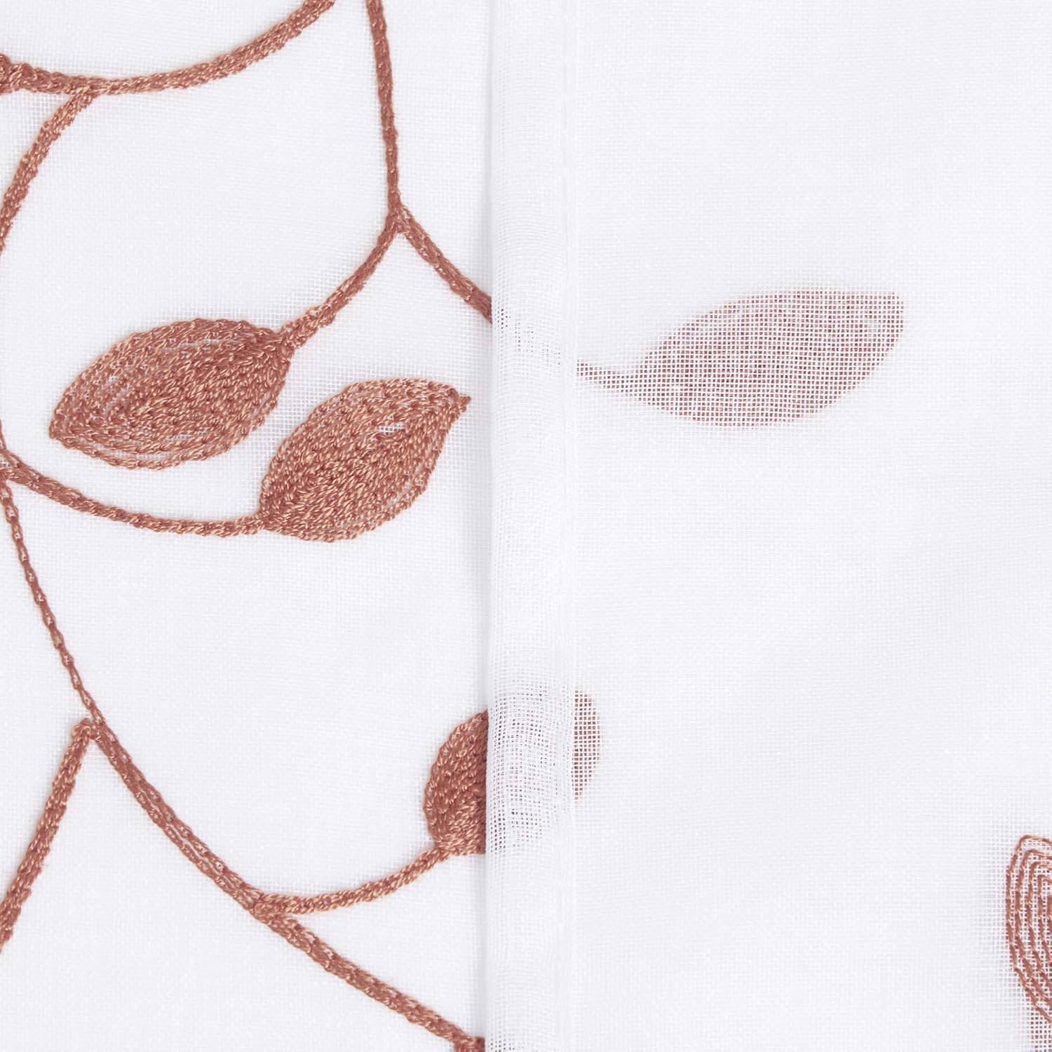 Thumbnail 5 de Deconovo lot de 2 voilages effet lin avec motif brodé orange 140×138 cm (œillets)