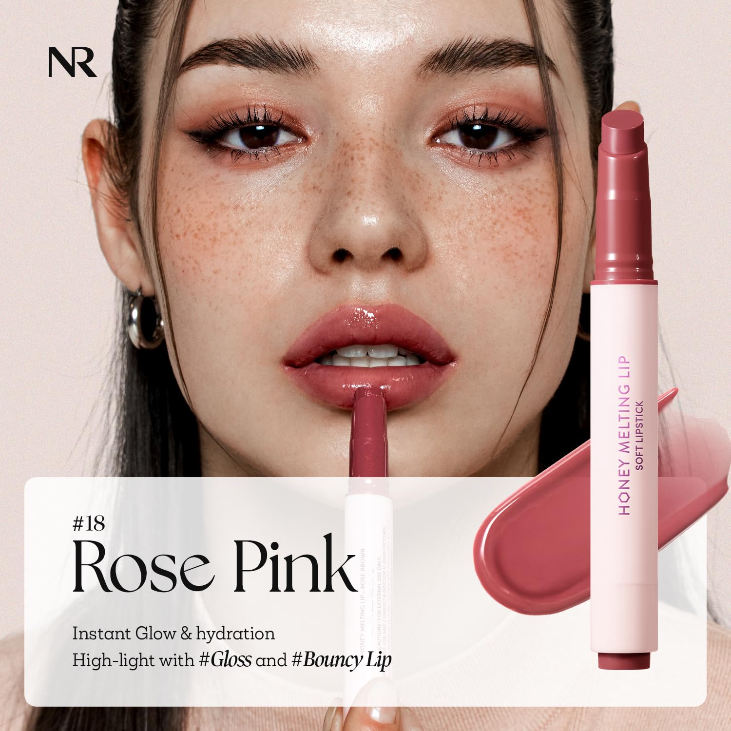 Thumbnail 1 de Nature Republic HONEY MELTING LIP (18 ROSE PINK) Soft Lip Stick