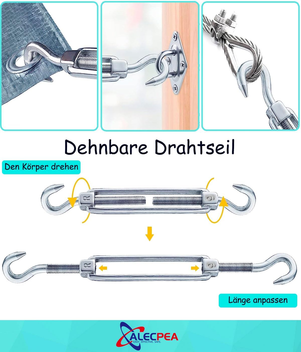 Thumbnail 4 de Sonnensegel Befestigung Kit M6 aus Edelstahl 304 – Tragfähigkeit bis 80 kg