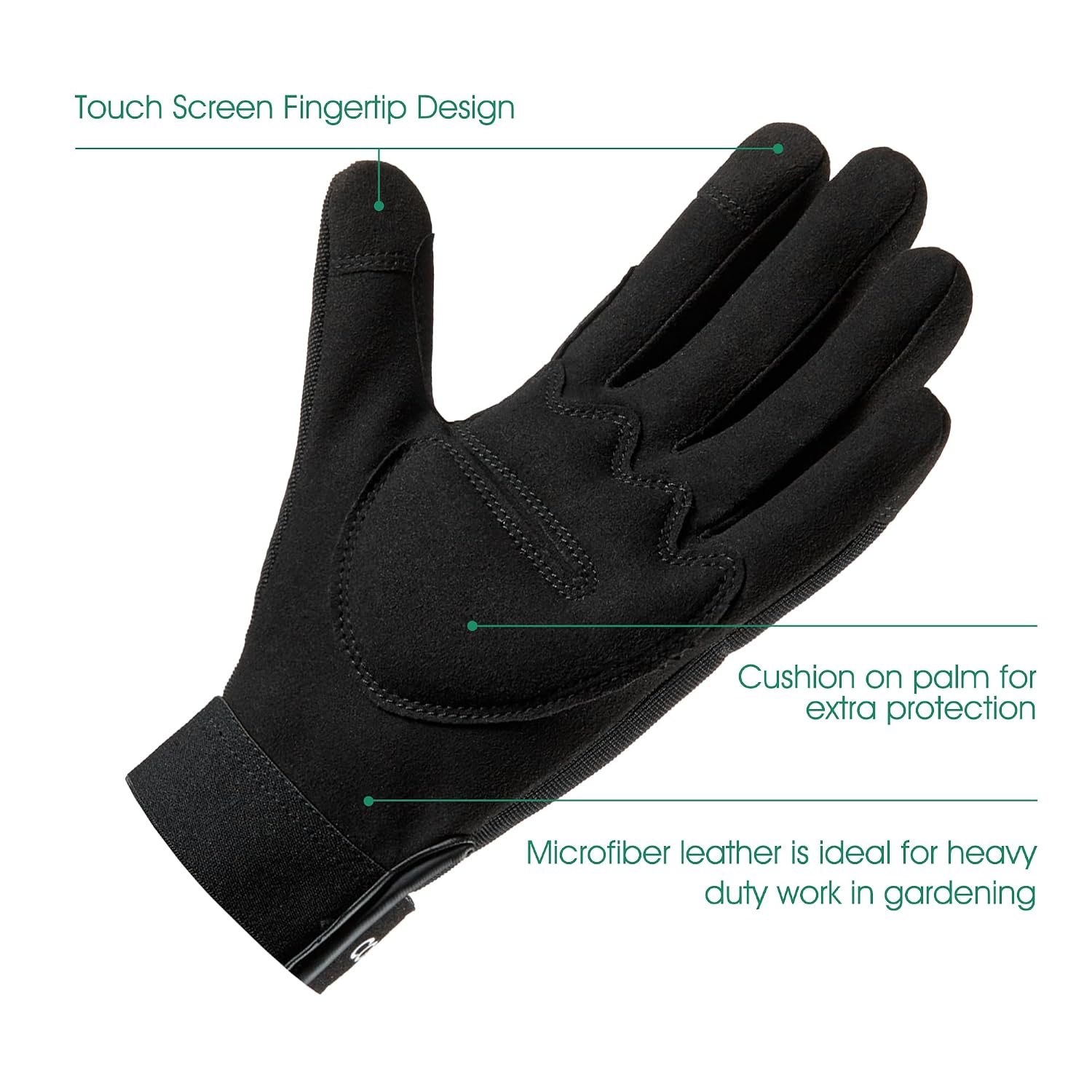 Detalle de COOLJOB Men's Gardening Gloves: Thorn Proof, Synthetic Leather, Touchscreen, XL