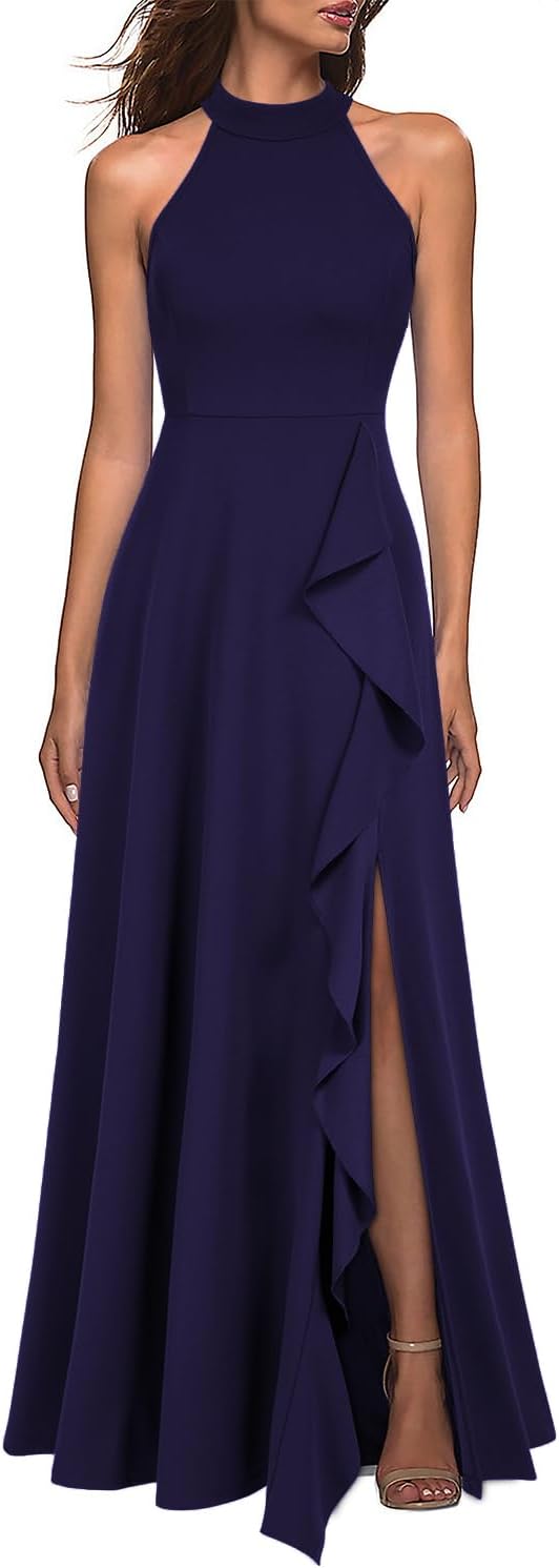 Thumbnail 6 de WOOSEA Women's High Neck Sexy Split Evening Maxi Dress