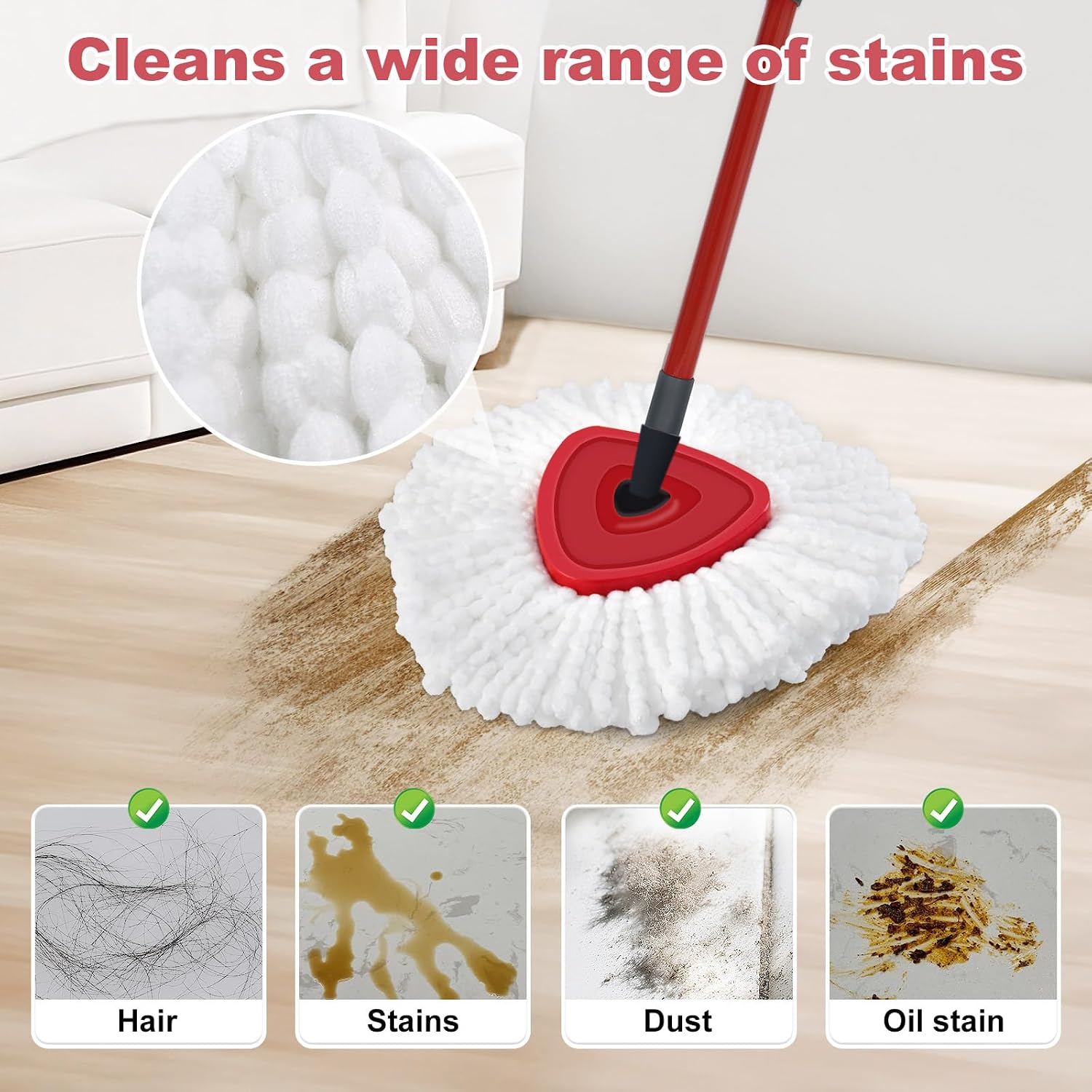 Detalle 1 de DLAIMI Turbo spin mop heads 4 pack