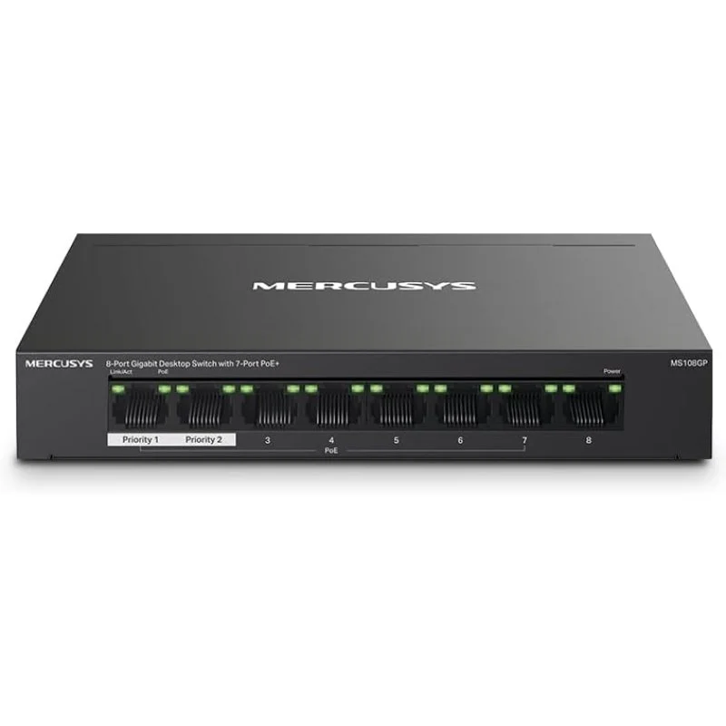 Detalle de Mercusys MS108GP Switch Gigabit 8 puertos PoE