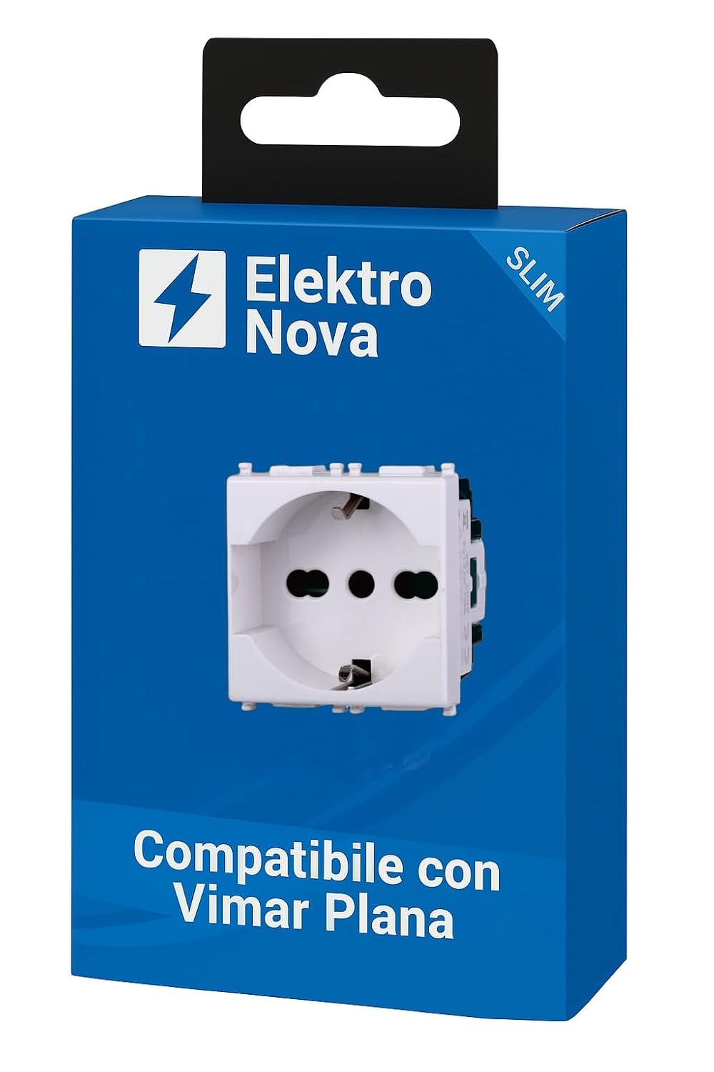 Thumbnail 3 de Elektronova Presa Schuko 2P+T 10/16A 250V Bianco - Compatibile Vimar Plana Kit 4 Pezzi