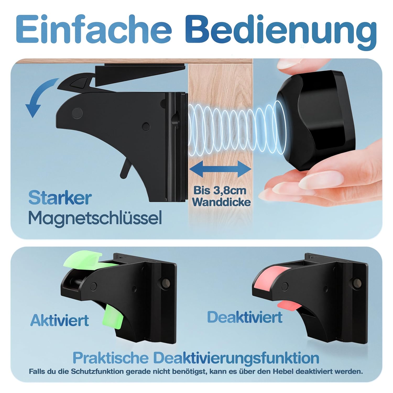 Thumbnail 6 de Mutkind 10x Magnetische Kindersicherung – unsichtbar, stark klebend, 2 Schlüssel (ohne Bohren)