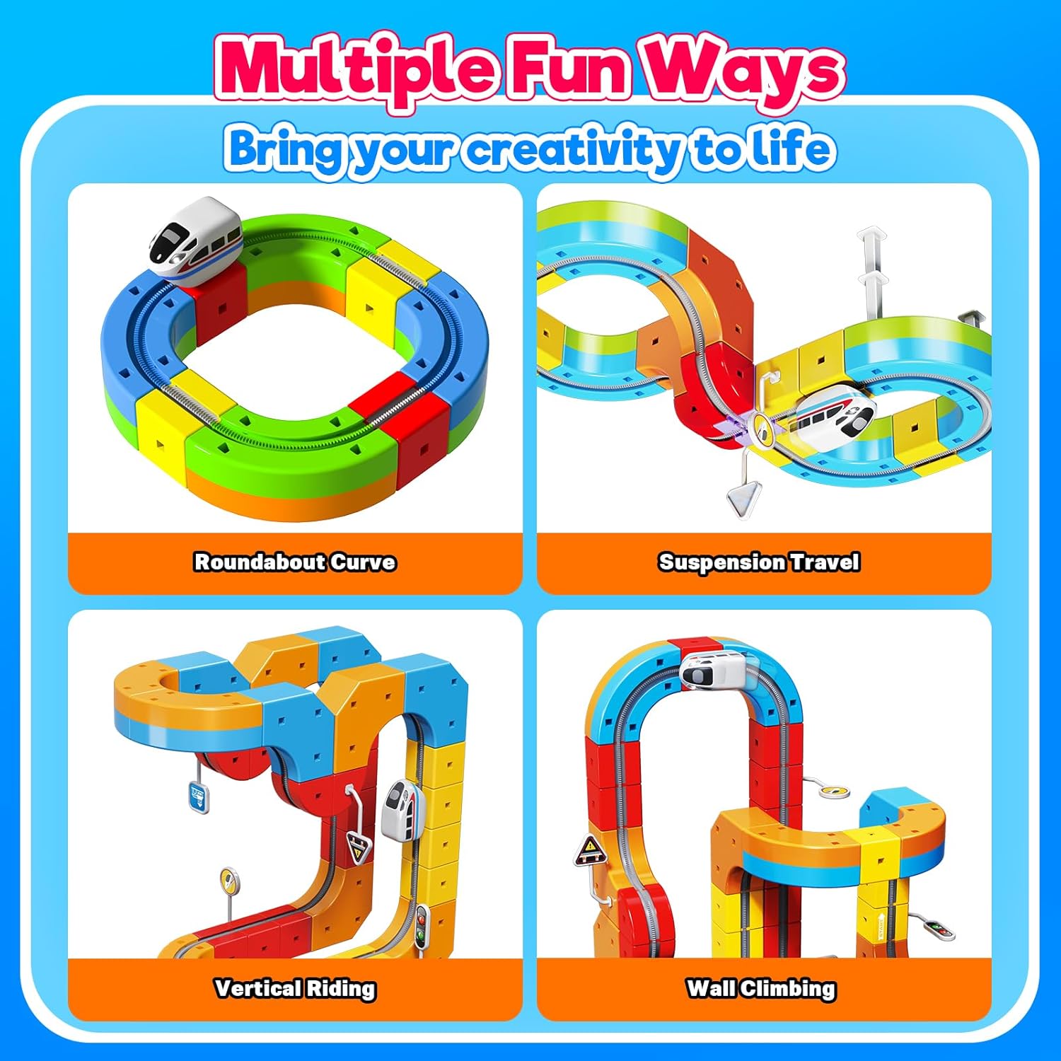 Detalle 2 de Goody King Train Électrique Enfant 110 pièces – Circuit magnétique 3D avec train électrique