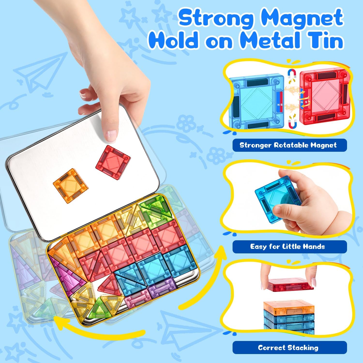 Detalle de LeagoEra Mini Magnetic Tiles Travel Set — 48 Pieces
