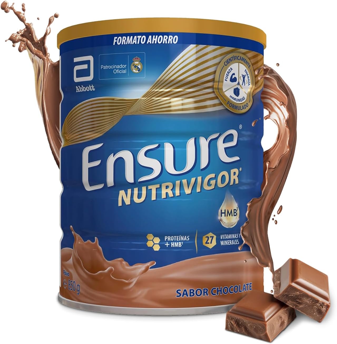 Detalle de Ensure Nutrivigor Chocolate - Complemento con HMB, Proteínas y Vitaminas 🍫