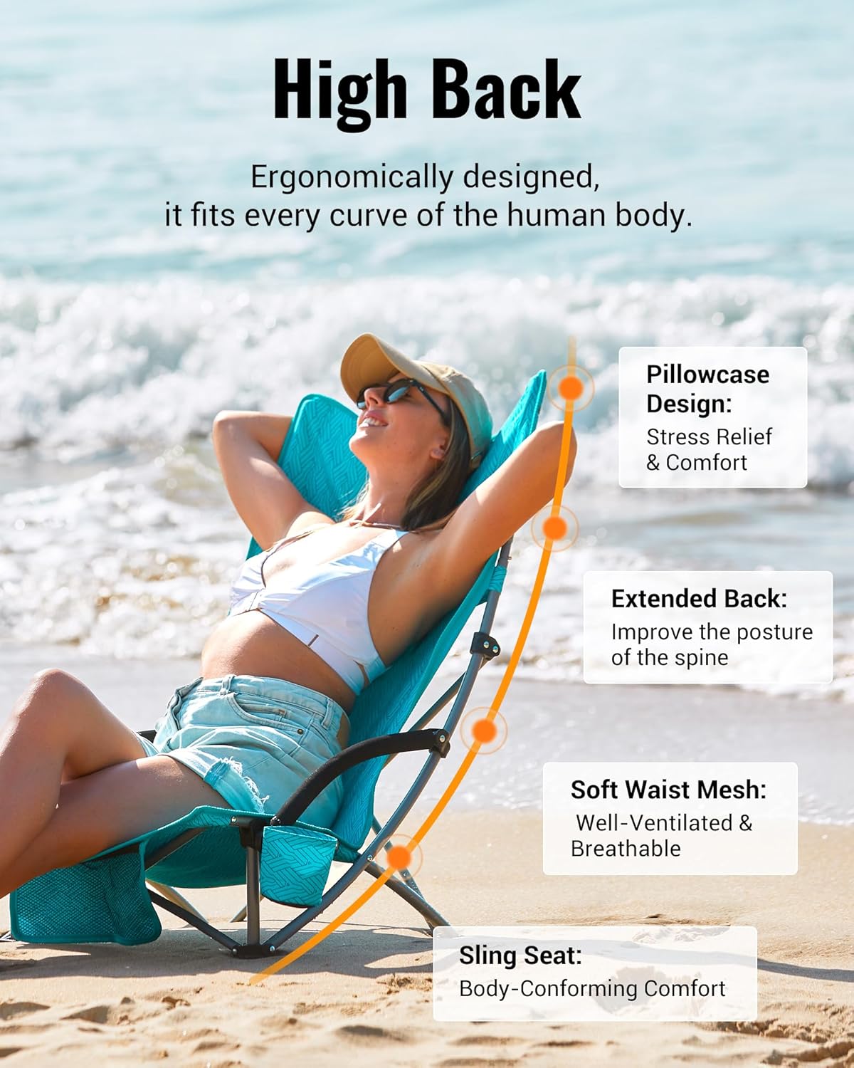 Detalle 2 de KingCamp Low Beach Chair 300 lbs