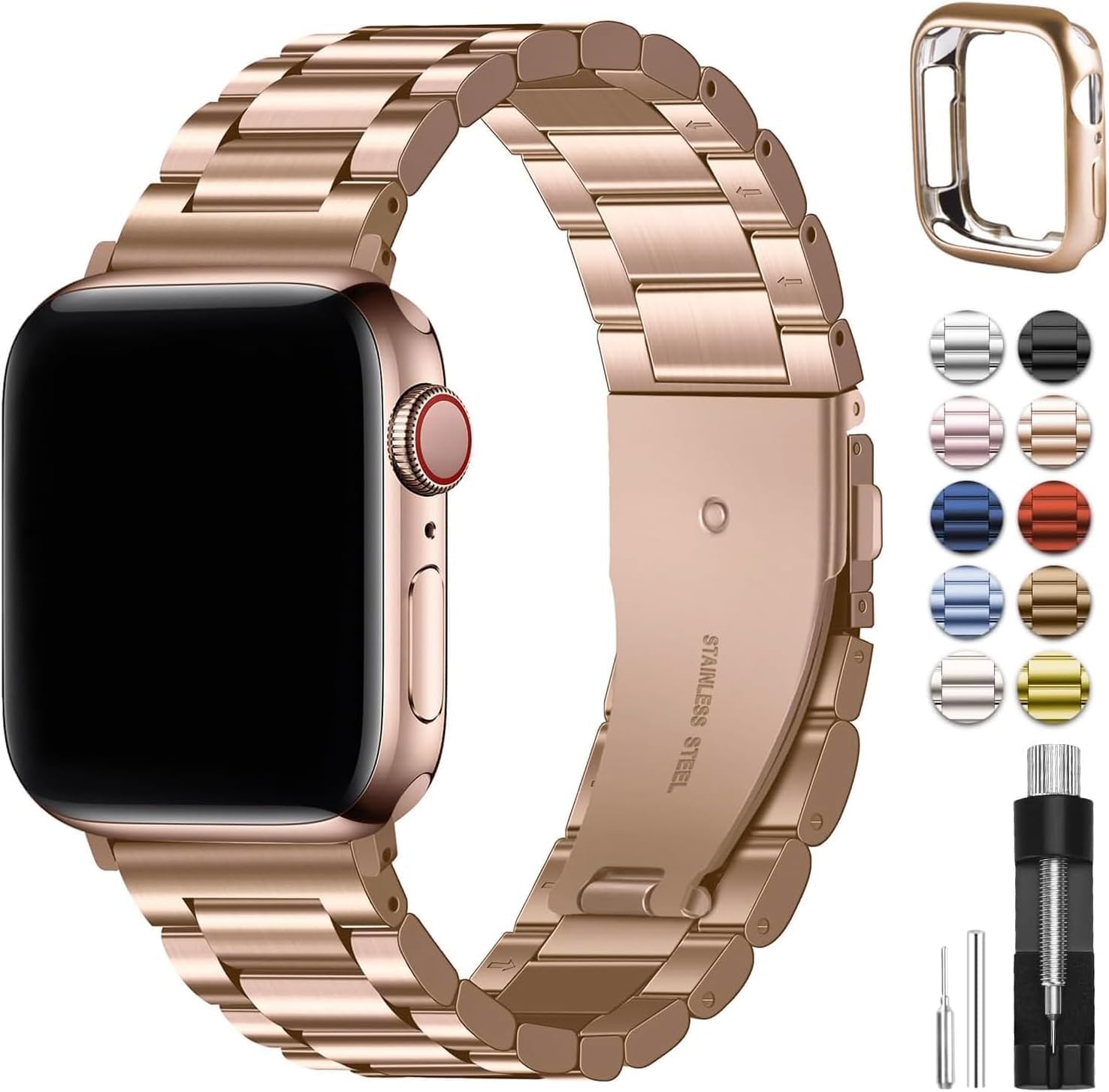 Detalle de Fullmosa Cinturino Apple Watch 40mm in Acciaio rosa oro