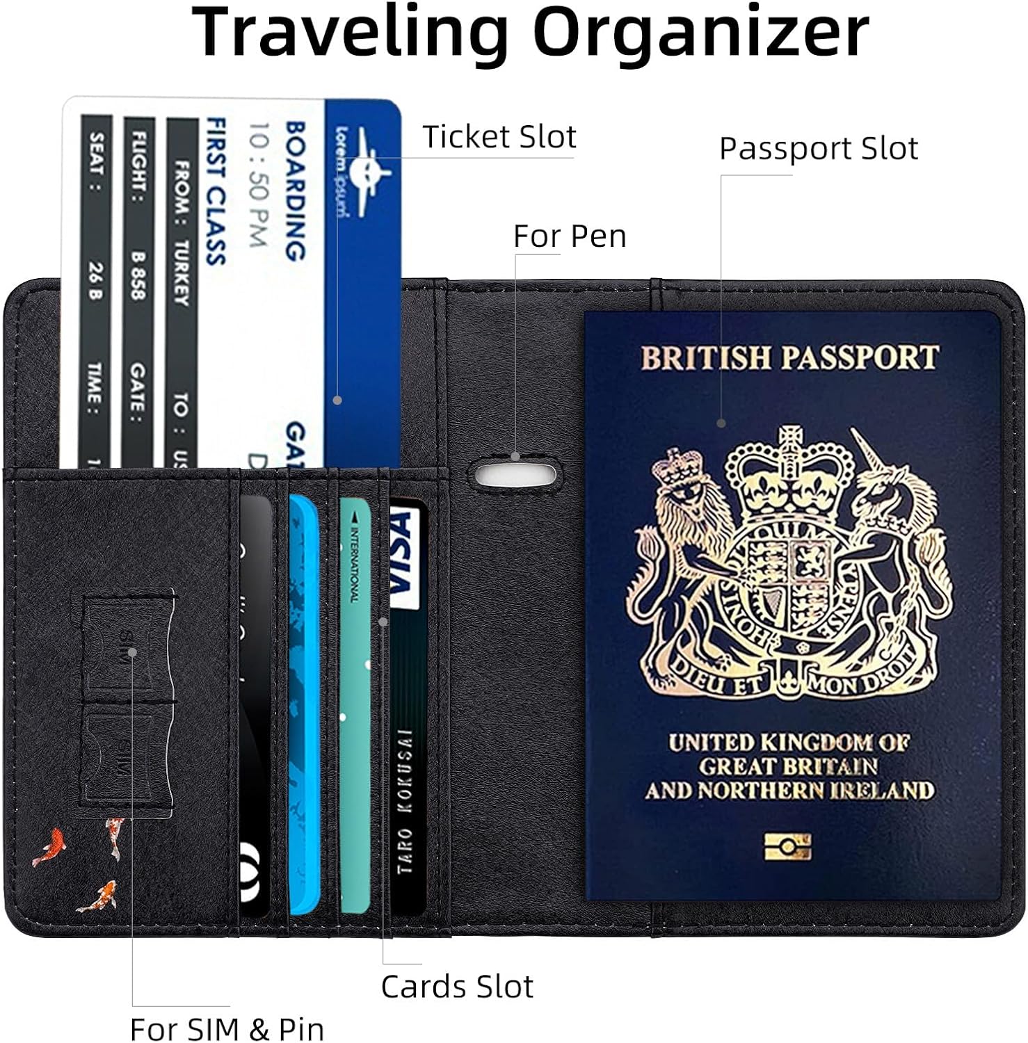Thumbnail 2 de WALNEW PU Leather Passport Holder with RFID protection and card slots