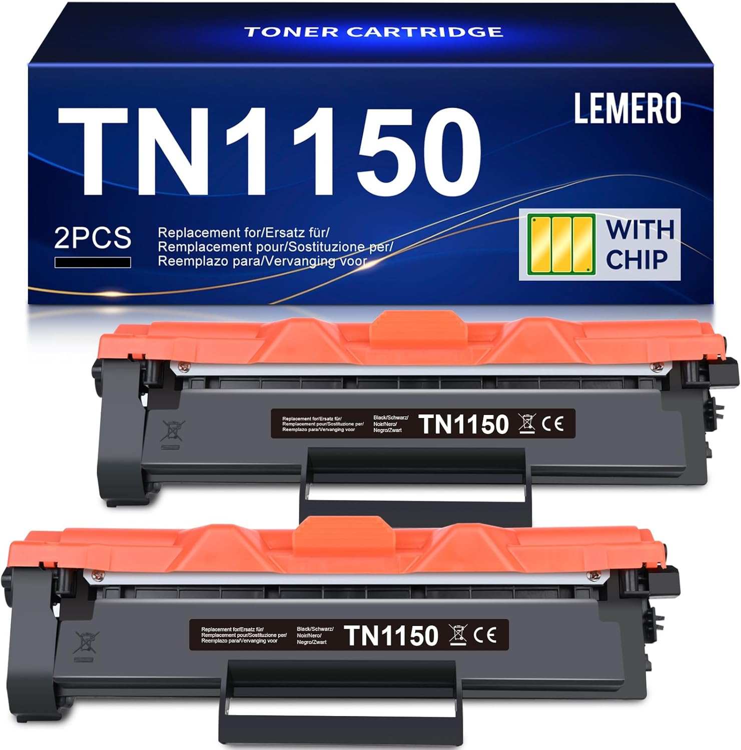 Lemero TN1150 Toner Compatibile per Brother HL-L1240W / DCP-L1660W – 2x 1000 Pagine con Chip Intelligente