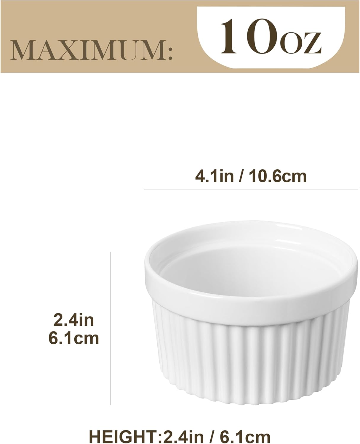 Thumbnail 1 de MALACASA Porcelain Ramekins 10 oz