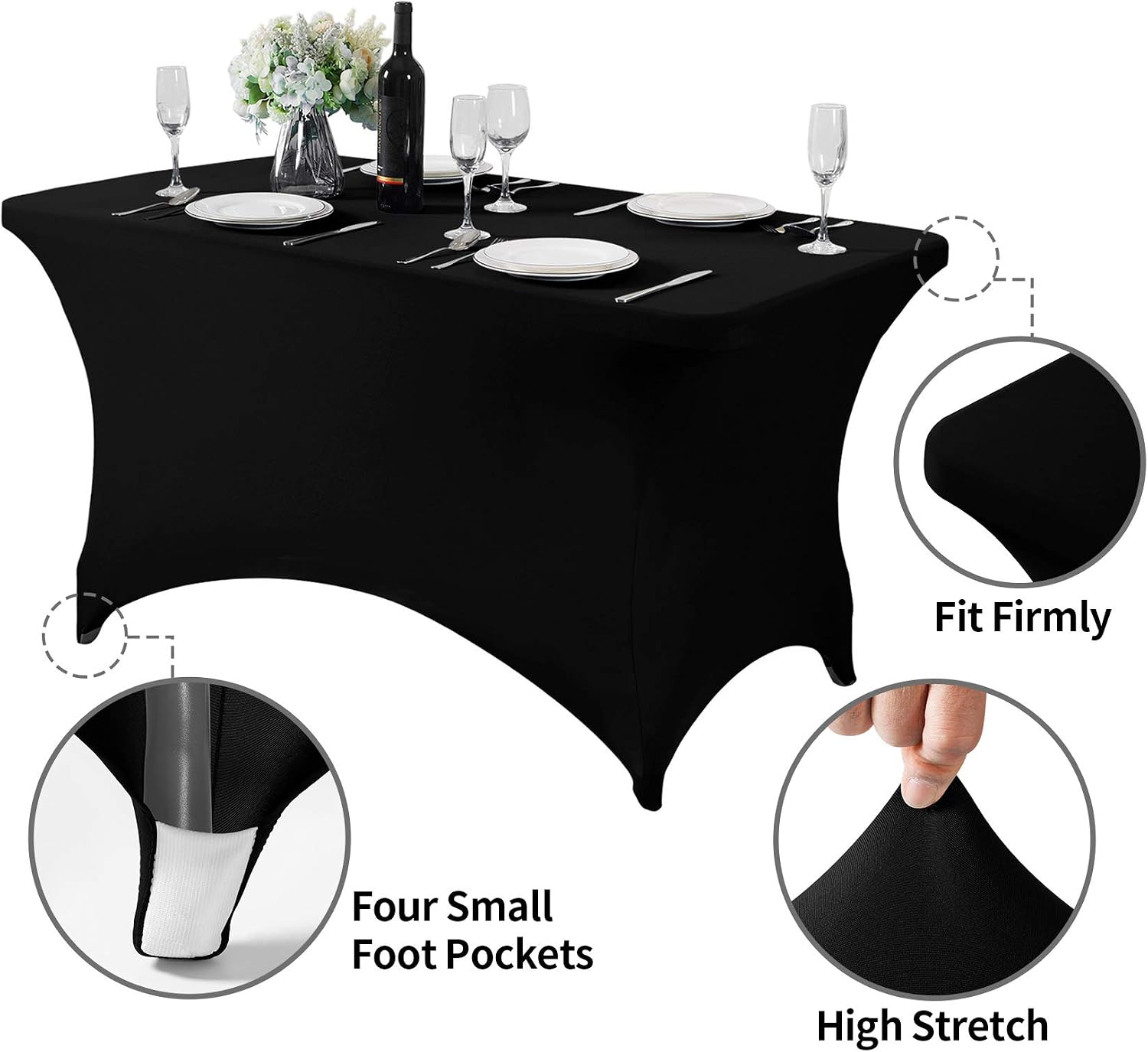 Thumbnail 4 de Hezuzo Spandex Table Cover 6ft Black