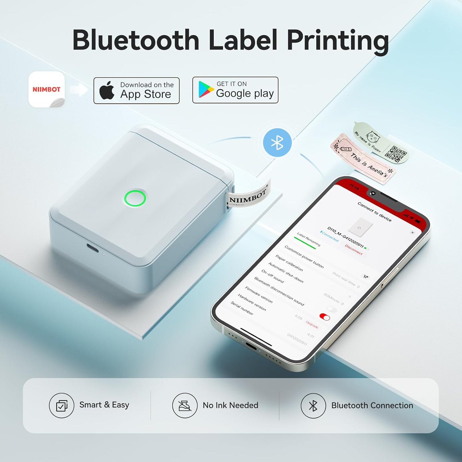 Detalle 2 de NIIMBOT D110 Mini Label Maker Bluetooth
