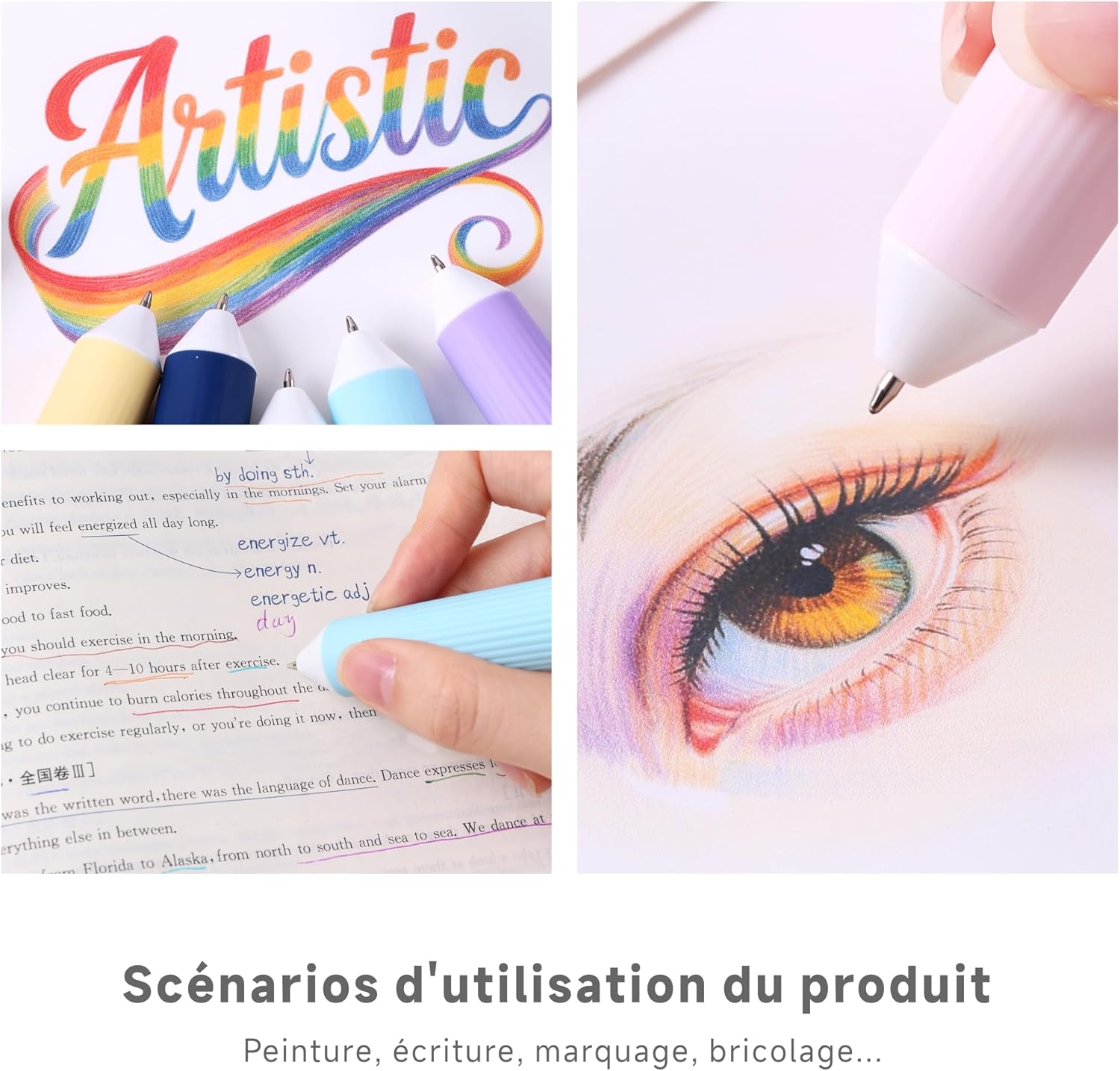 Thumbnail 5 de Languo 60 Colours Multicolour Pen Set (6 x 10-in-1), 0.8mm Retractable Ballpoint Pens for Writing and Drawing