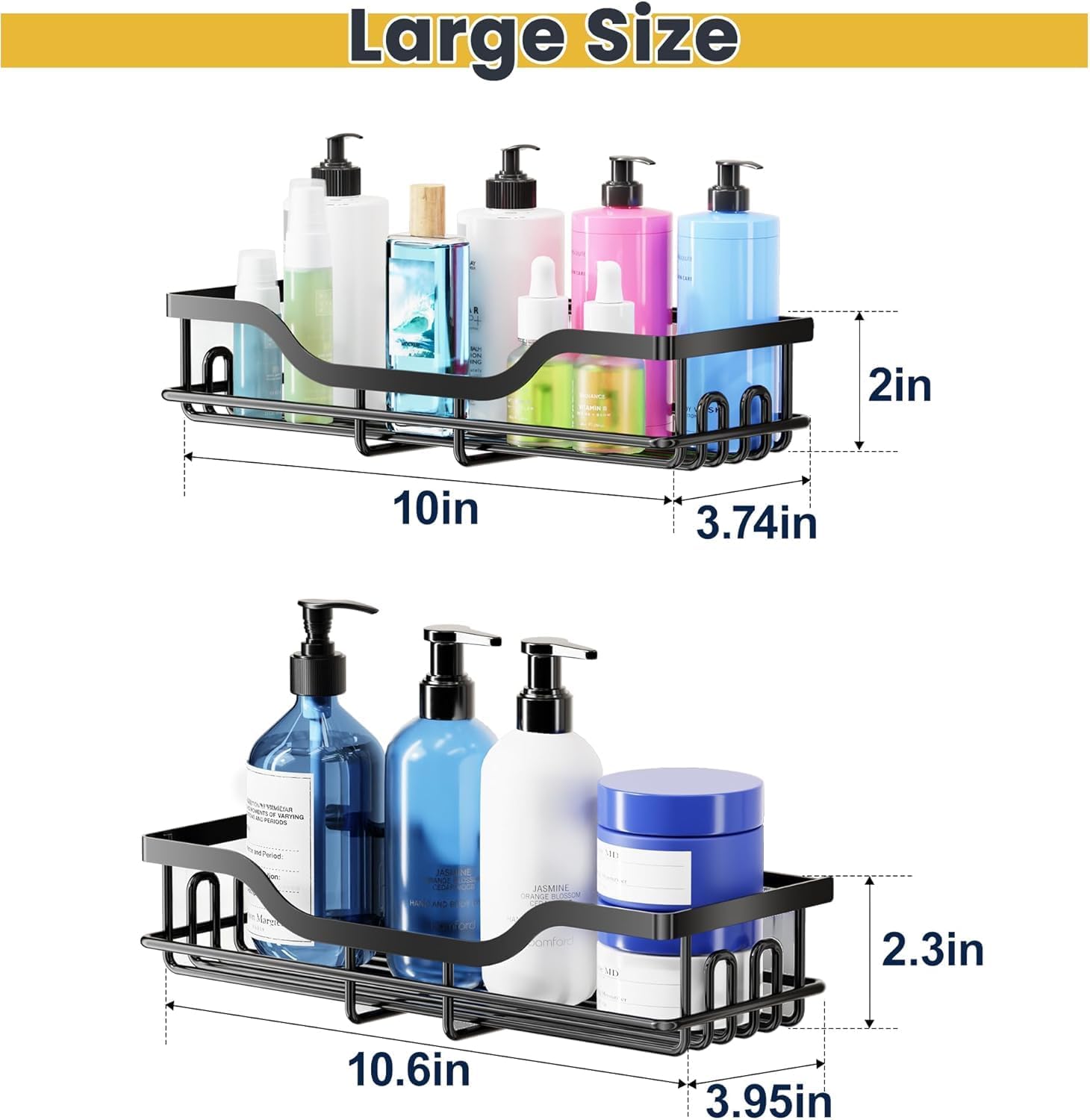 Detalle 2 de OMAIRA 3-Pack Shower Caddy — Large Adhesive Bathroom Organizer