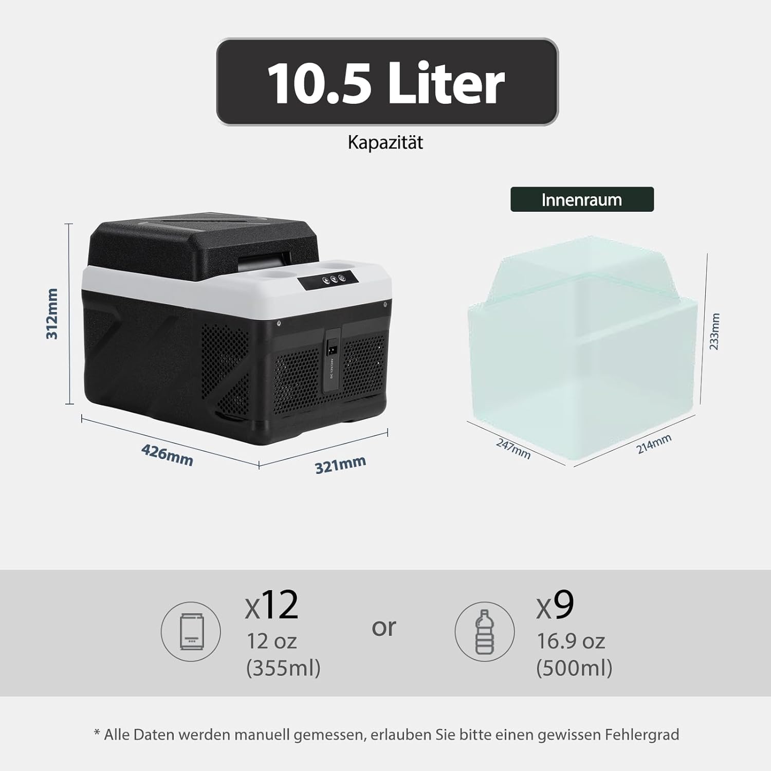Detalle de zcamp KM12 12L Kompressor Kühlbox – kompakte Kühlung für Auto, Lkw und Boot
