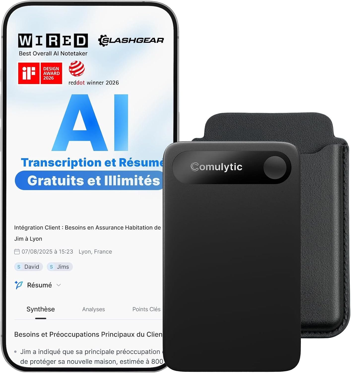 Detalle de comulytic Note Pro TN10P011 AI-spraakrecorder met 16 GB en transcriptie in 113 talen