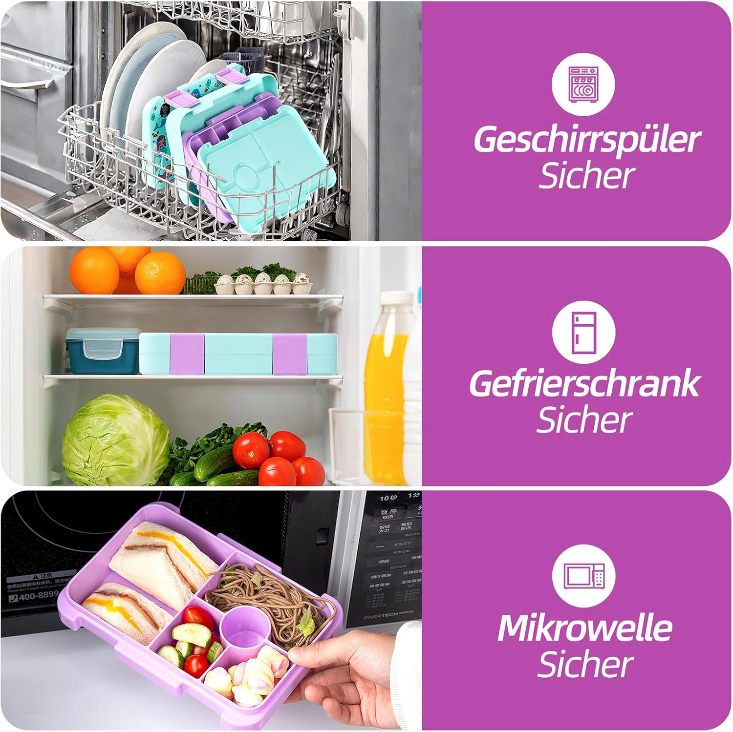 Thumbnail 4 de QCQHDU Kinder-Brotdose 810 ml mit 6 Fächern