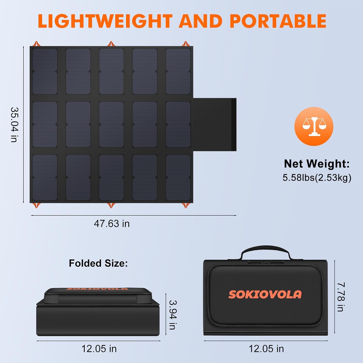 Detalle de SOKIOVOLA 100W Portable Foldable Solar Panel: Compact Power for Outdoors