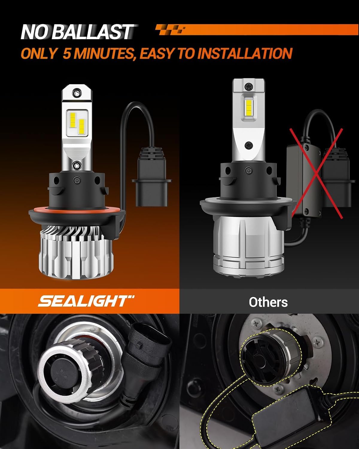 Thumbnail 6 de SEALIGHT H13 / 9008 Light Bulb (Pack of 2) 46,000LM 6500K Cool White for Off-Road or Fog Lights