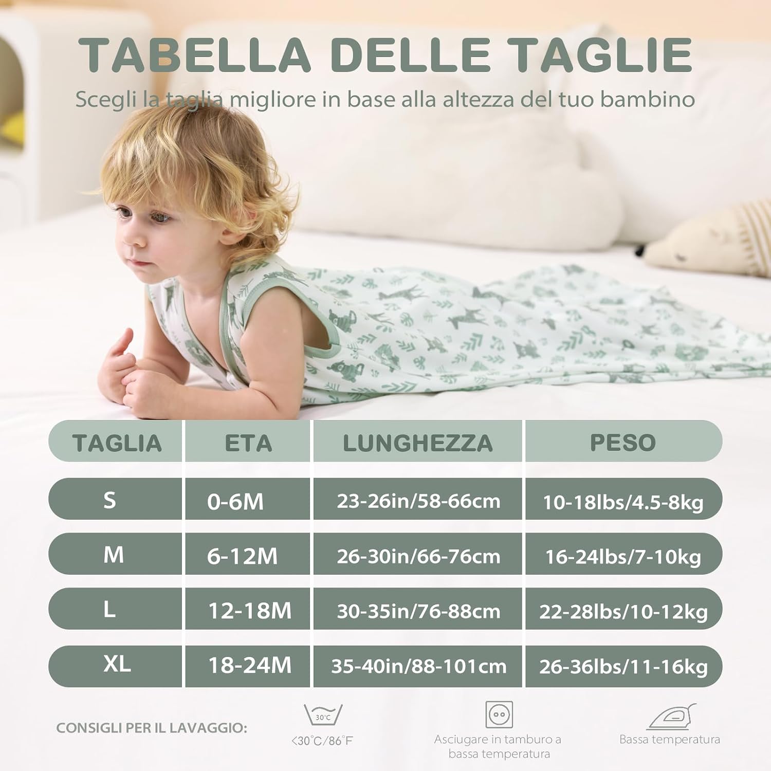 Thumbnail 4 de Mosebears Sacco nanna Estivo per Bambini 0,5 Tog – Verde, M (6-12 mesi)