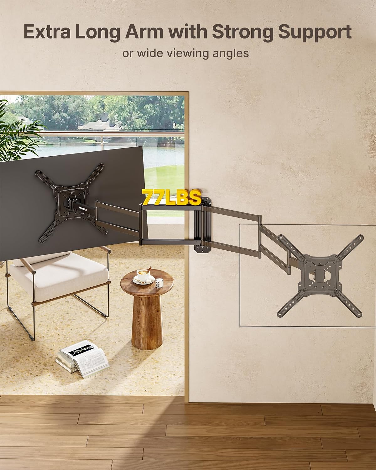 Thumbnail 5 de monTEK 946mm Long Arm Full Motion Corner TV Wall Bracket for 23–65 Inch TVs