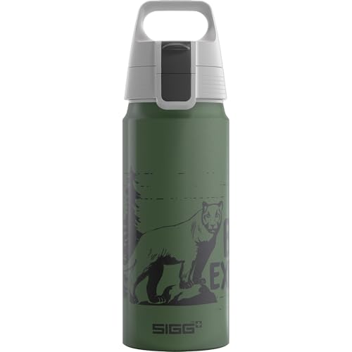 Detalle de Sigg WMB ONE Brave Lion – Alu Trinkflasche Kinder 0,6 L, Moosgrün, auslaufsicher, BPA-frei, klimaneutral