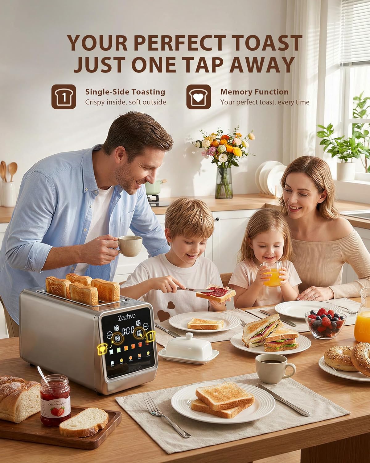 Detalle de 4 Slice Long Slot Toaster with Smart Touchscreen & LED Countdown