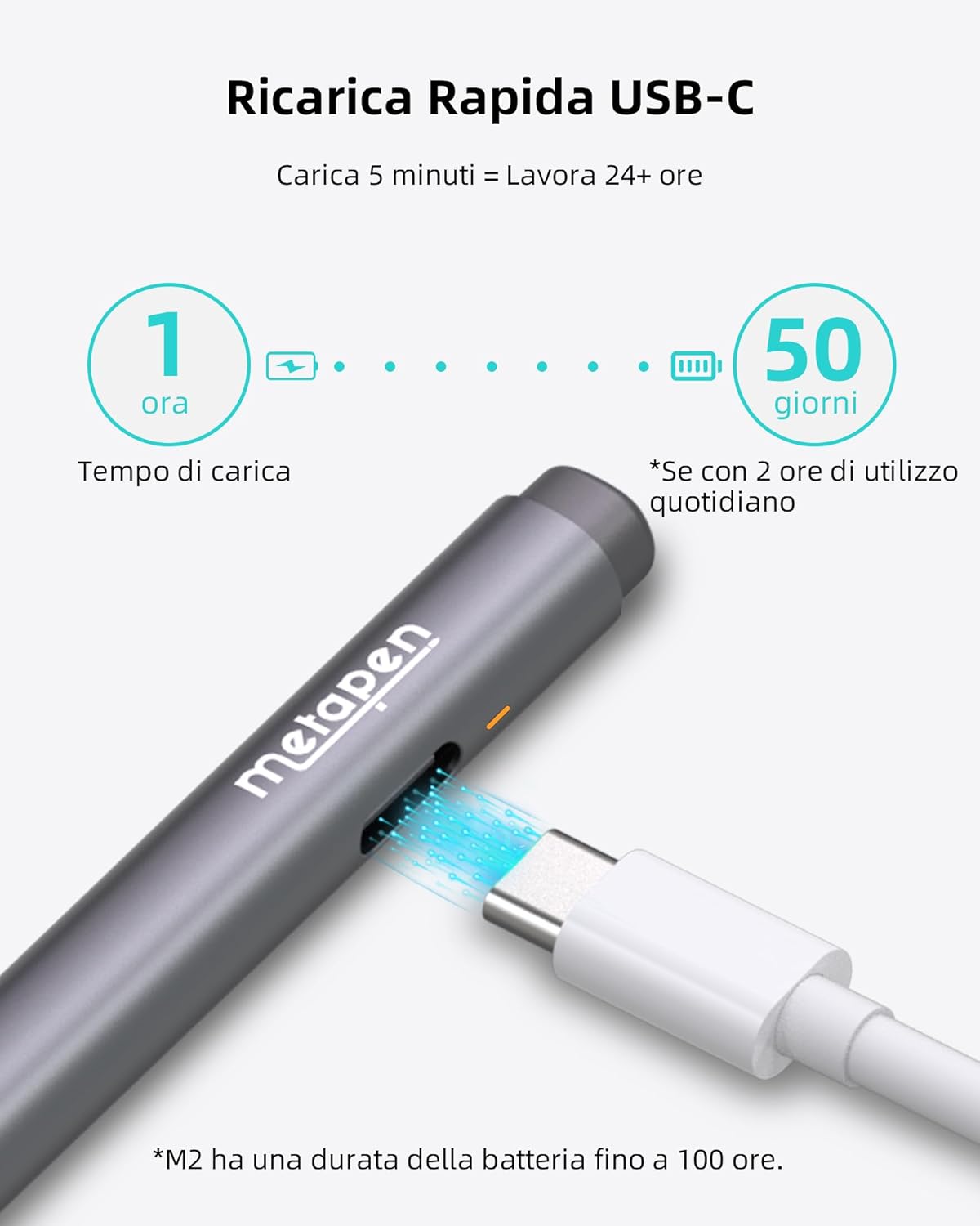 Thumbnail 4 de Metapen M2 Penna per Surface: 4096 livelli di pressione, inclinazione e rifiuto del palmo