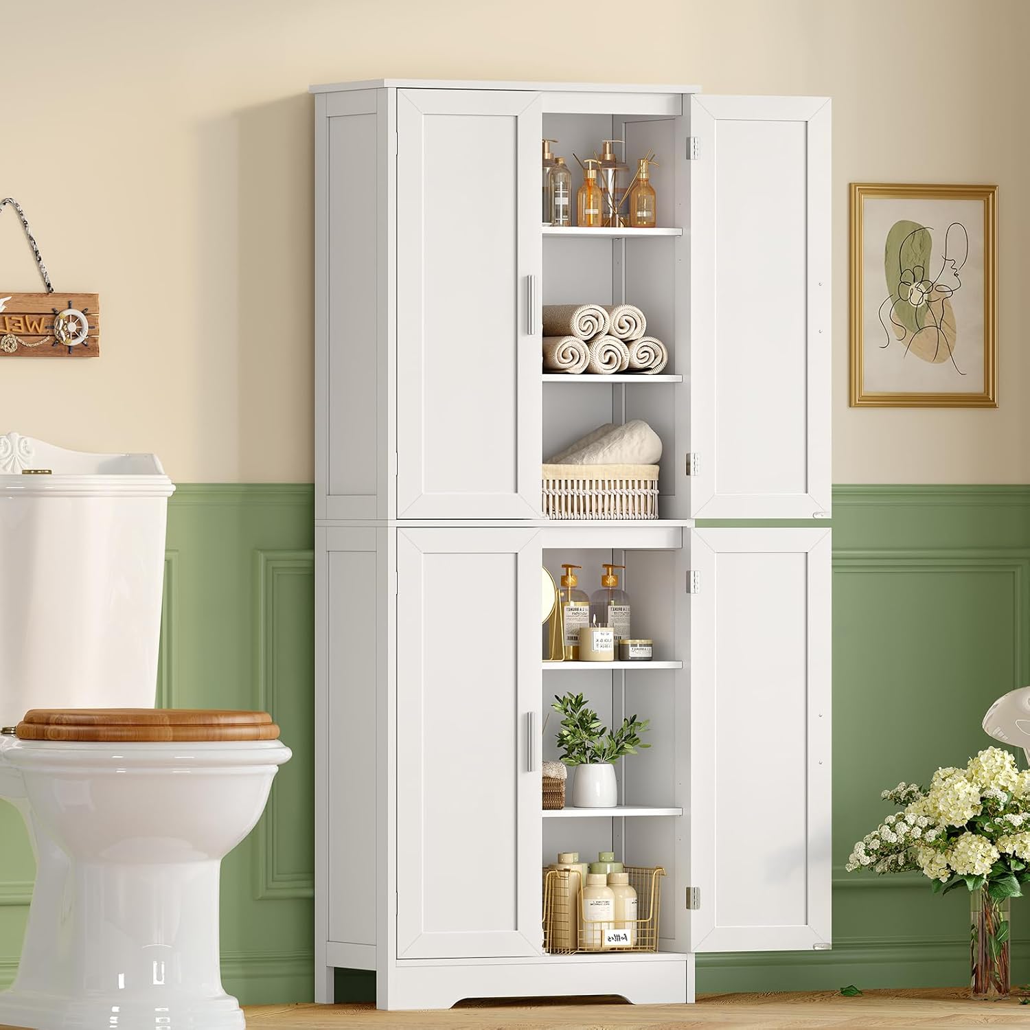 Detalle 2 de TEENFON Pantry Cabinet, White
