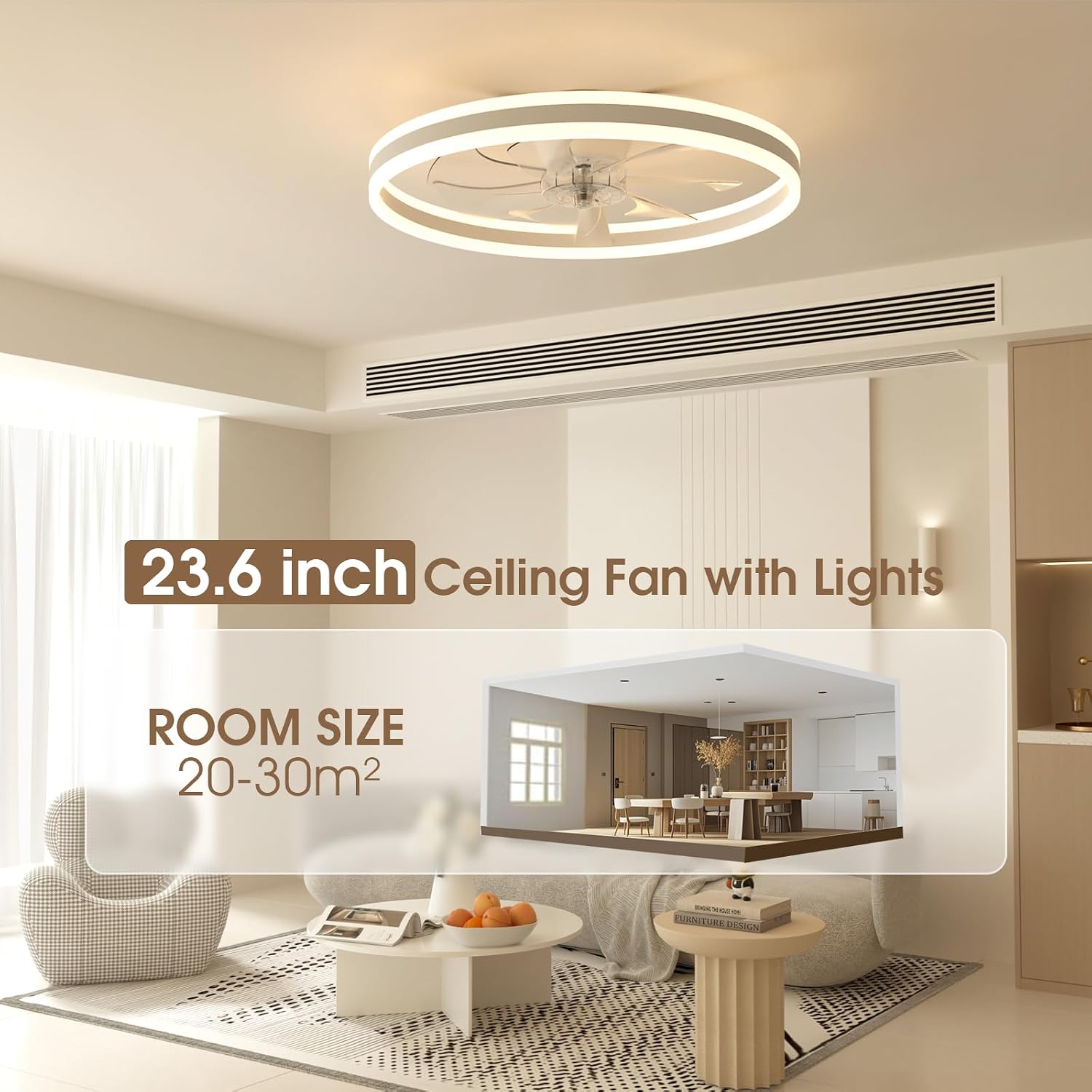 Thumbnail 6 de NIORSUN 60cm Ceiling Fan with Lights and Remote – Smart LED, 6 Speeds, 3000K–6500K Dimmable